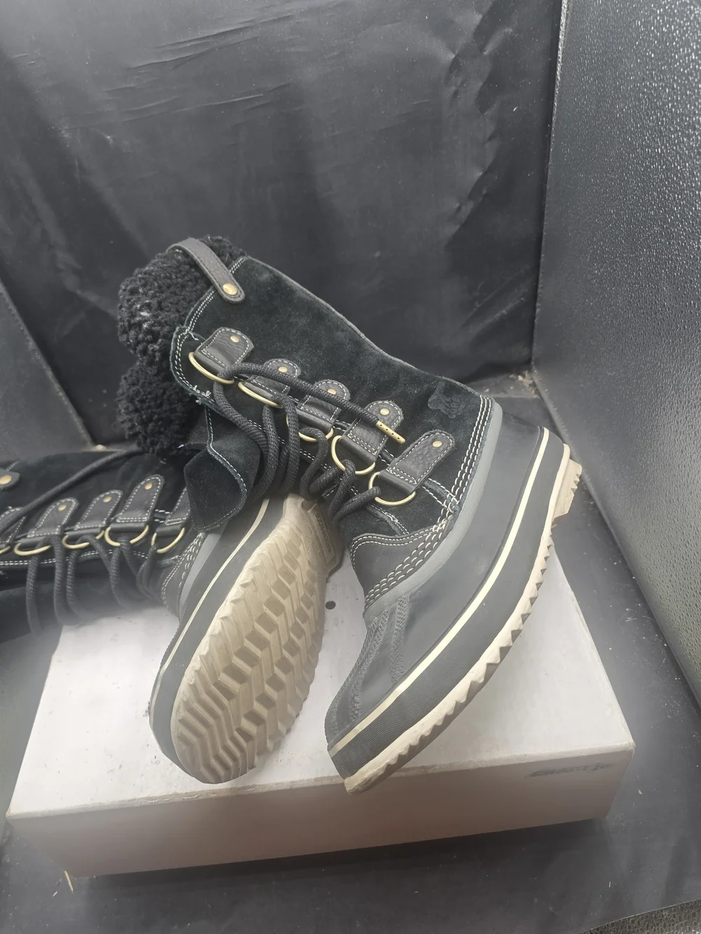 Sorel Black Women's Winter Rain‎ Boots with Shearling Collar